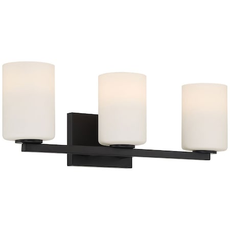 Access Lighting Sienna, 3 Light Vanity, Matte Black Finish, Opal Glass 62623-MBL/OPL